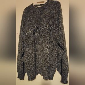 Davoucci Signature Crew Neck Sweater, Men, Black/Gray, Large